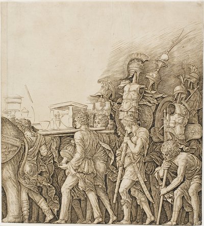 トライアンフ オブ シーザー: 戦利品を運ぶ兵士たち 作： Andrea Mantegna