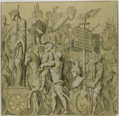ジュリアス・シーザーの勝利: キャンバス No. II 作： Andrea Mantegna