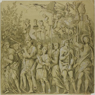 ジュリアス・シーザーの勝利: キャンバス No. VII 作： Andrea Mantegna