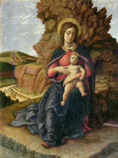 聖母子、採石場のマドンナとしても知られる、1480年代頃（パネル上のテンペラ） 作： Andrea Mantegna