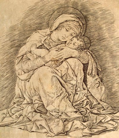 処女と子。 作： Andrea Mantegna