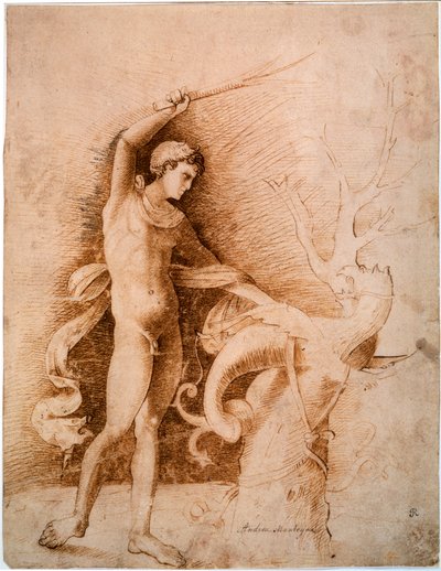 ドラゴンと戦う若者、15世紀後半 作： Andrea Mantegna