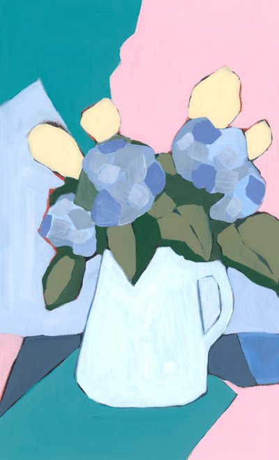 母に贈る紫陽花、2024年（アクリル、紙） 作： Andrea Mejia