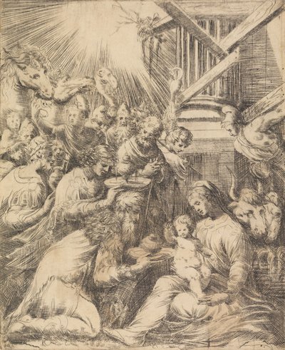 マギの礼拝、約。 1553-60 。 作： Andrea Schiavone