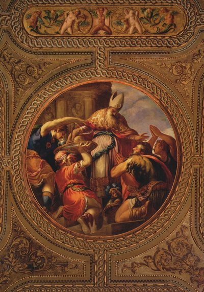 図書館の天井からの神権の寓意、1556 作： Andrea Schiavone