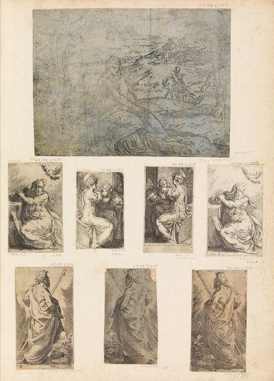 エジプトへの逃避、聖母子、受胎告知、聖人、n.d. 作： Andrea Schiavone