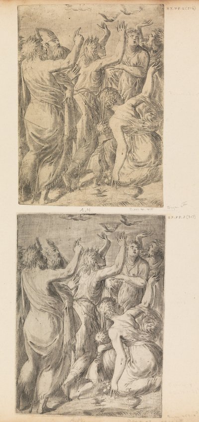 ウズラをイスラエル人に見せるモーセ 1545年。 作： Andrea Schiavone