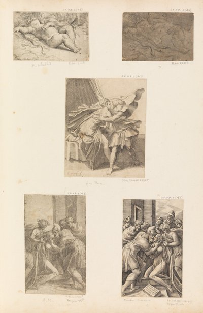 眠っているキューピッド、放蕩息子の帰還、約。 1536-40。 作： Andrea Schiavone
