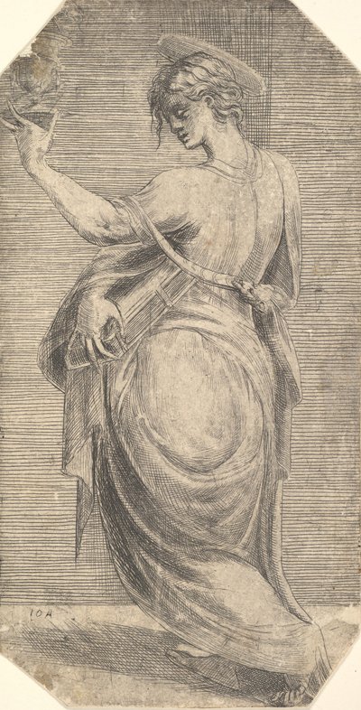 左を向いた横顔の聖ヨハネ、「キリストと使徒」より。 1548-50。 作： Andrea Schiavone