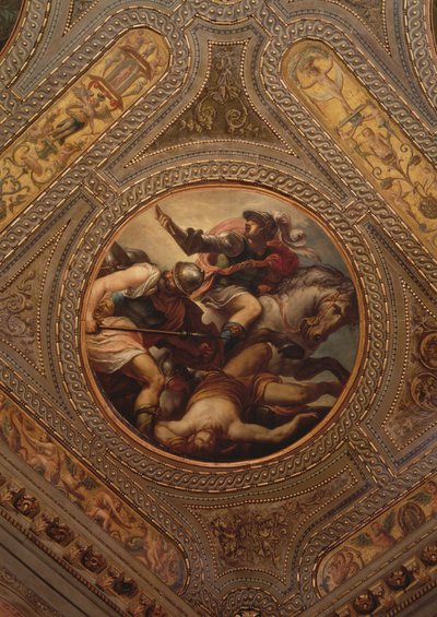 図書館の天井から見た武器の力、1556 作： Andrea Schiavone