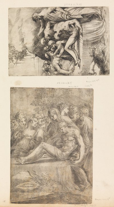 死んだキリストの嘆き、約。 1545-50 。 作： Andrea Schiavone