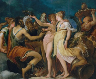 キューピッドとプシュケの結婚、1540年代。 作： Andrea Schiavone