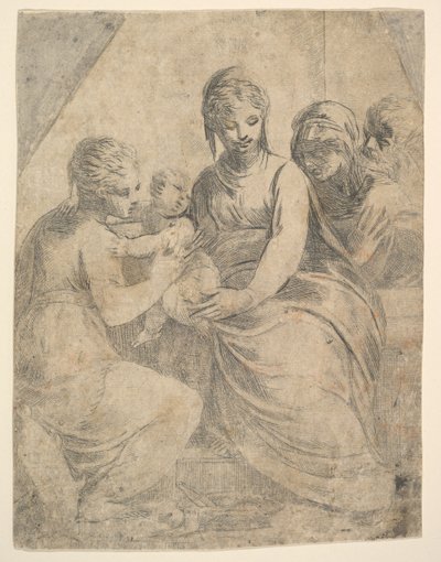 聖人を伴うヴァージンとチャイルド、ca。 1540-50。 作： Andrea Schiavone