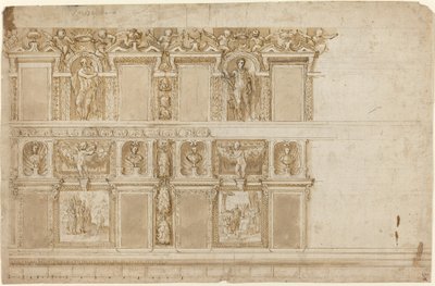 彫刻や絵画で飾られた宮殿のような壁 作： Andrea Semino