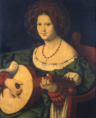 リュートを持つ女性、1510年頃（パネルに油彩） 作： Andrea Solario