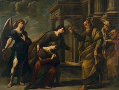トビアスと一緒にエクバタナを去る前の彼女の娘サラのラゲルスの祝福c。 1640 作： Andrea Vaccaro
