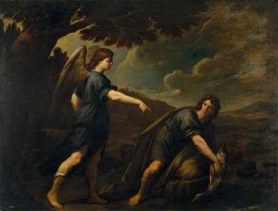 魚と天使とトビアス、c。 1640 作： Andrea Vaccaro