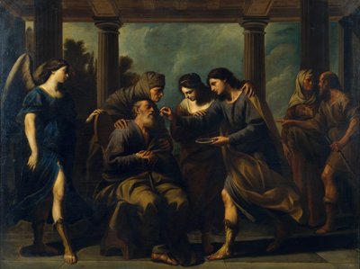 トバイアスが父親を癒す失明、c。 1640 作： Andrea Vaccaro