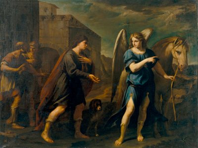 Tobias Meets the Archangel Raphael (Tobias Meets the Archangel Raphael) - Andrea Vaccaro (1604-1670) による絵画、キャンバスに油彩 (198.5x262 cm)、1640 年頃、17 世紀のイタリア美術、バロック美術 - Museu Nacional d