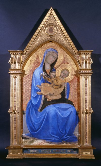 ヴァージンアンドチャイルド、1400年頃（パネルに金色のテンペラ） 作： Andrea Vanni