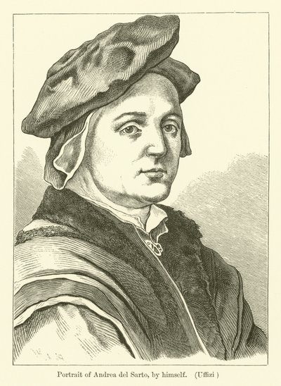 イタリア人画家アンドレア・デル・サルトの自画像（エングレービング 作： Andrea del (after) Sarto
