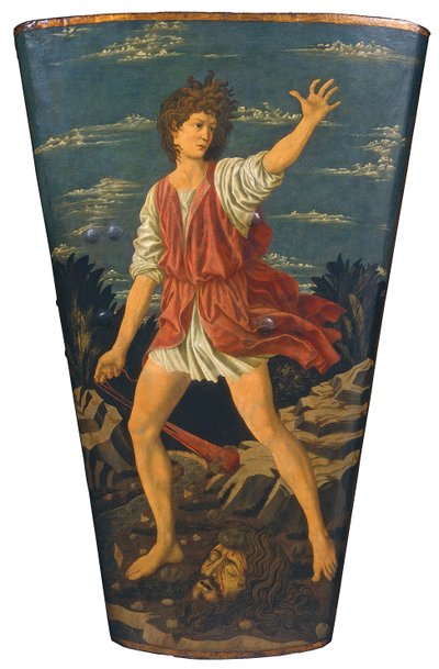 ゴリアテの首を持つダビデ」1450-55年頃（木地に革にテンペラ 作： Andrea del Castagno