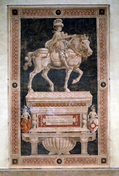ニッコロ・ダ・トレンティーノの騎馬像（離型フレスコ画 作： Andrea del Castagno
