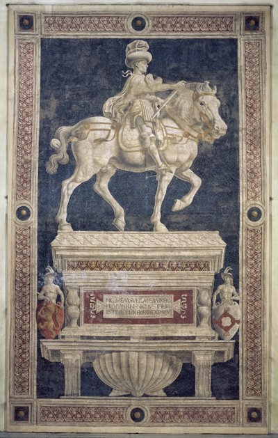 ニッコロマルッチダトレンティーノの乗馬記念碑（d.1435）、1456（フレスコ画） 作： Andrea del Castagno