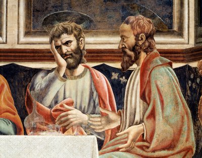 最後の晩餐、アルファエウスの子ヤコブとシモンの詳細（フレスコ画 作： Andrea del Castagno