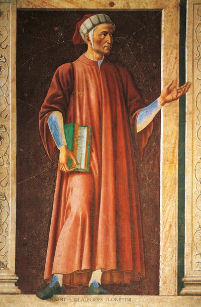 ダンテ・アリギエーリの肖像（フレスコ画） 作： Andrea del Castagno
