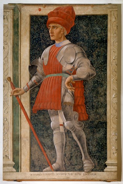 イタリアの貴族で軍事指導者のファリナータ・デッリ・ウベルティの肖像（フレスコ画 作： Andrea del Castagno