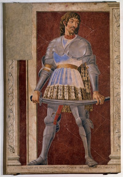 フィレンツェのコンドッティエール、ピッポ・スパノの肖像（フレスコ画 作： Andrea del Castagno