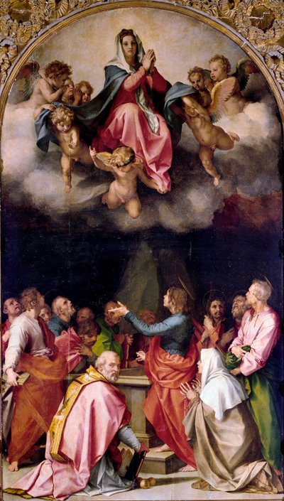 Assumption Passerini アンドレア・デル・サルト（1486-1531）の絵画 1522年 薄さ379x222 cm フィレンツェ、パラッツォ・ピッティ 作： Andrea del Sarto