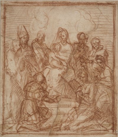 1528年、子供と8人の聖人の聖母マリア構成研究 作： Andrea del Sarto