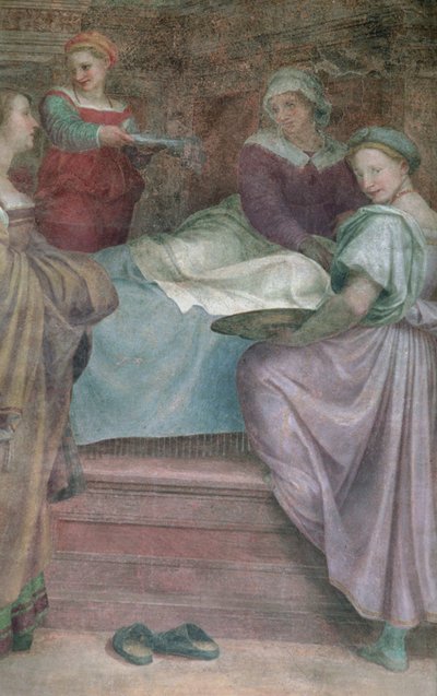 待機中の女性、聖母の誕生からの詳細 作： Andrea del Sarto
