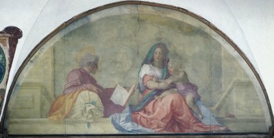 アンドレア・デル・サルト（1486-1530）の「サッコの聖母」を示すルネット（フレスコ画 作： Andrea del Sarto