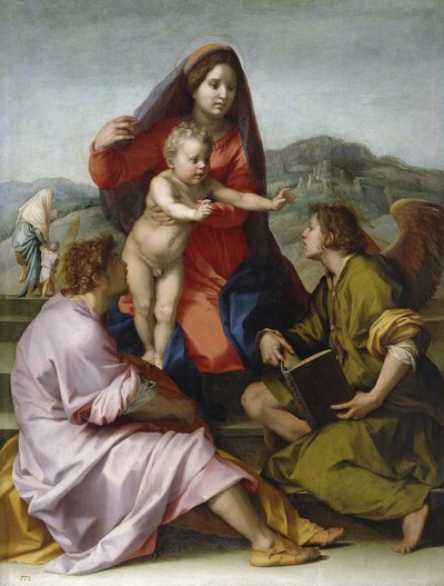 聖マタイと天使とマドンナと子供 作： Andrea del Sarto