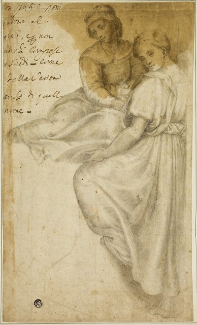聖アンナと盆を持つ立っている女性 作： Andrea del Sarto