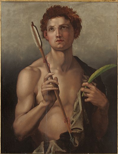 聖セバスチャン、右手に矢印、左に殉教者の手のひら 作： Andrea del Sarto