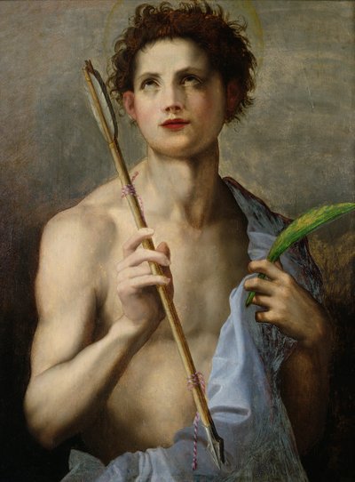 聖セバスチャン、2つの矢と殉教者の手のひら 作： Andrea del Sarto