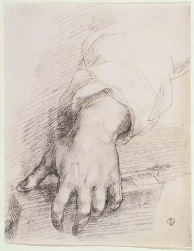 ハープのマドンナのための手の研究（紙にチョーク） 作： Andrea del Sarto