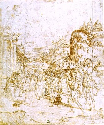 マギの崇拝（紙にチョーク 作： Andrea del Sarto