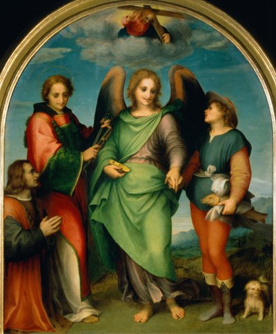 トビアス、セントローレンス、ドナーの大天使ラファエル、レオナルドディロレンツォモレッリ、1512 作： Andrea del Sarto