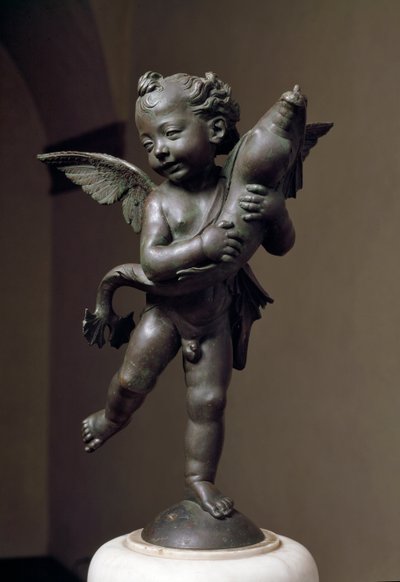 ヴェロッキオのイルカブロンズ彫刻との愛 作： Andrea del Verrocchio