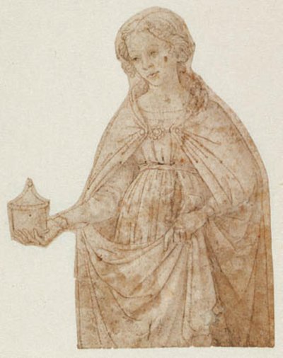 軟膏の瓶を持つマグダラのマリア。 ニーフィギュア 作： Andrea del Verrocchio