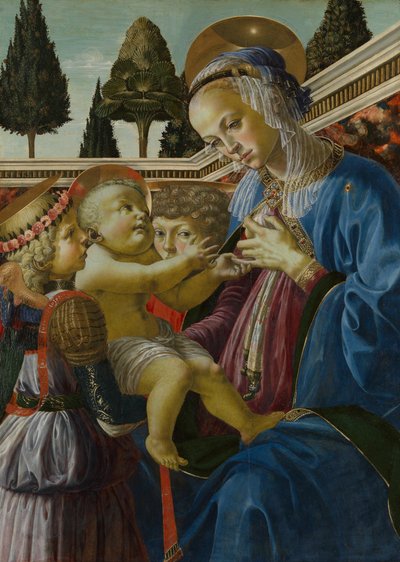二人の天使の聖母子c。 1467-1469 作： Andrea del Verrocchio