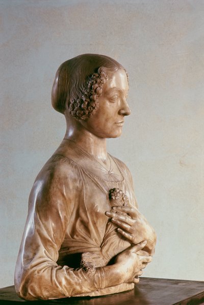 花束を持つ女性、1475-80年頃（大理石） 作： Andrea del Verrocchio