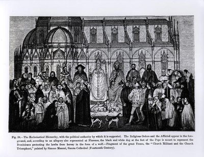 1878年にポールラクロアによって書かれ彫刻された、中世の科学と文学とルネサンスの教会階層 作： Andrea di Bonaiuto fl.1342 77 after Andrea di Bonaiuto fl.1342 77 after
