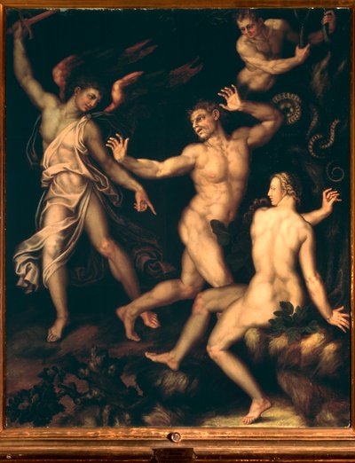 楽園から追放されたアダムとイブ（Paintin 作： Andrea di Mariotto del Minga