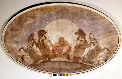 アポロの馬車。アンドレア・アピアーニ（1754-1817）。絵を描くこと。Pinacoteca de Brera.ミラノ 作： Andrea the Elder Appiani